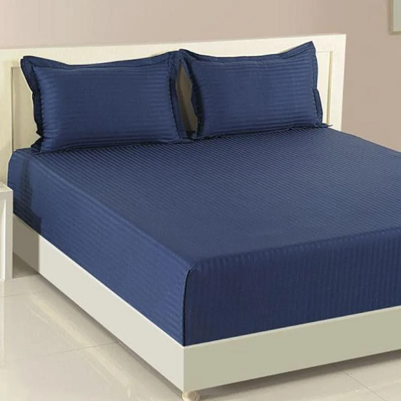 Swayam Aamodh Solid Cotton Bedsheet (Blue) - 400 TC media 3