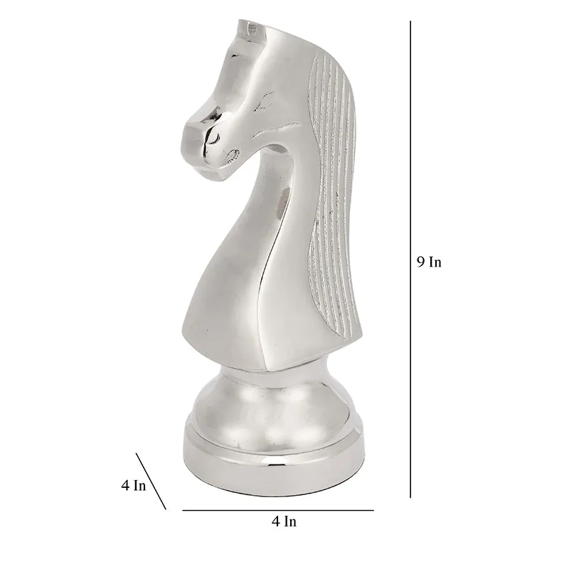 Knight Aluminum Horse Showpiece - Silver media 6