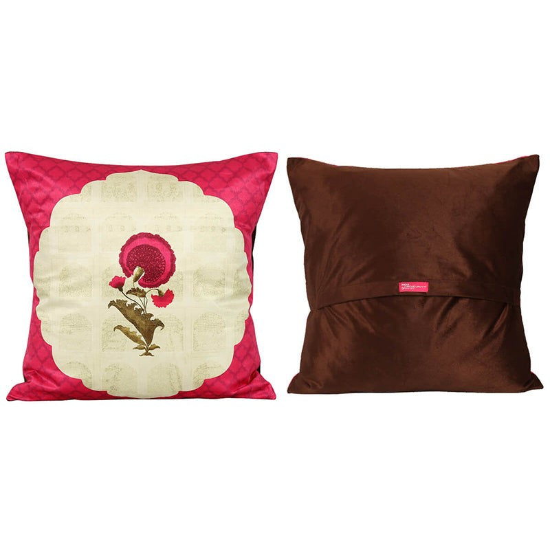 India Circus Poppy Wing Printed Velvet Cushion Cover - Set Of Five media 6