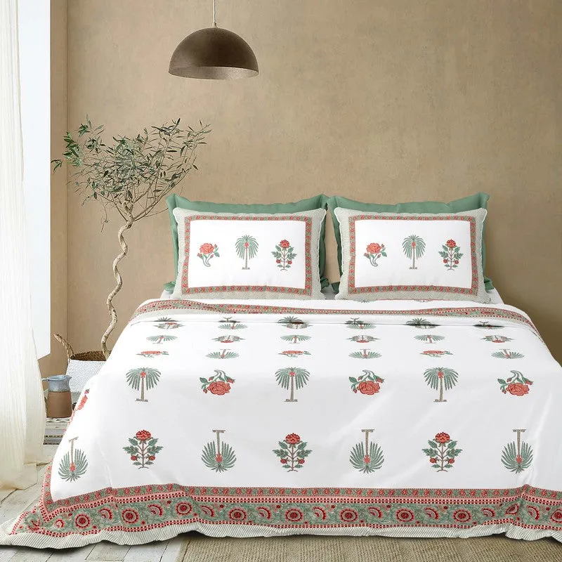 Ethnic Calm Cotton Bedsheet (Rust,White) - 120 TC media 3