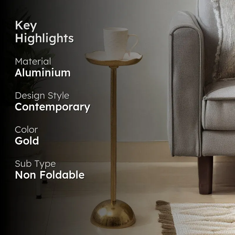 Scalloped Edge Aluminum Side Table - Gold media 2