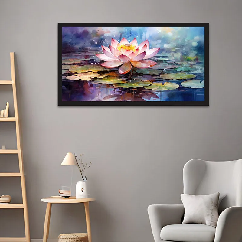 Lotus Blush Canvas Wall Painting With Frame media 1
