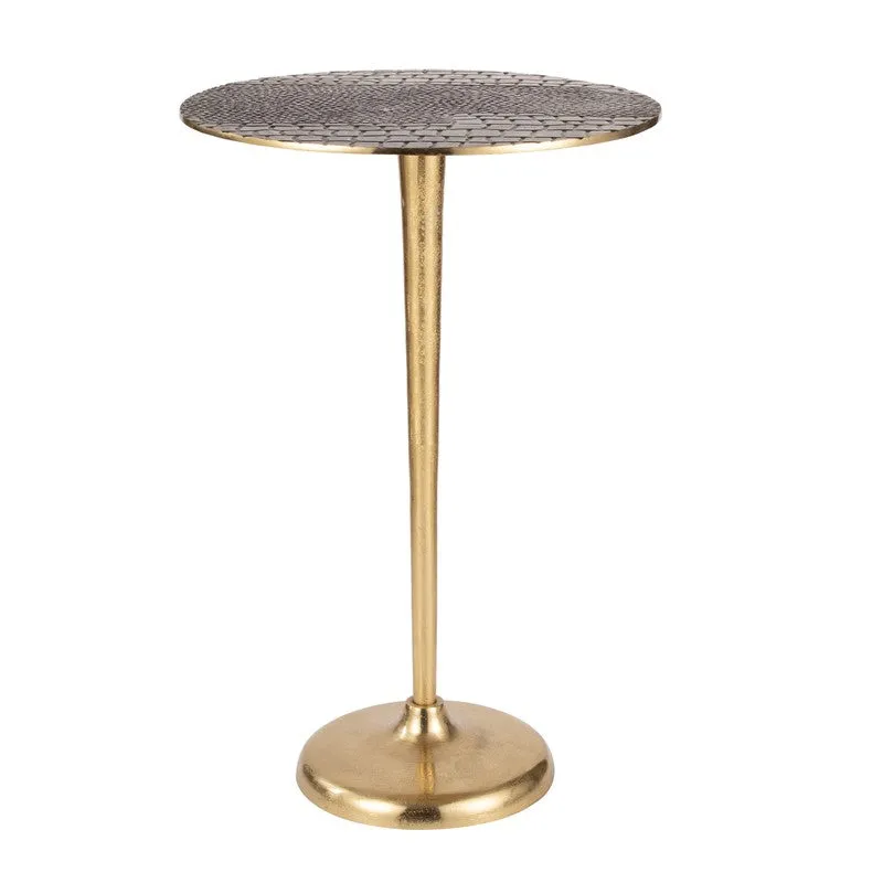 Textured Top Pedestal TableAluminum Side Table - Gold media 3