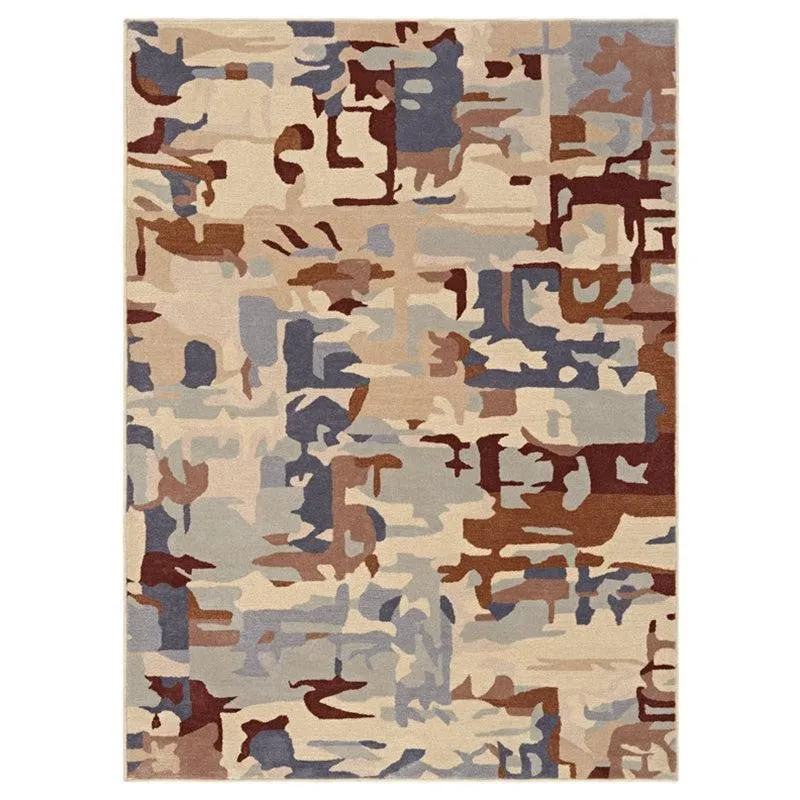Horus Hand Tufted Abstract Wool & Nylon Carpet - Navy Blue media 1