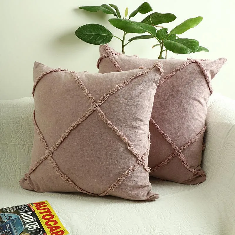 Anuket Tufted Cotton Cushion Cover (Dusty Pink) - Set Of Two media 1