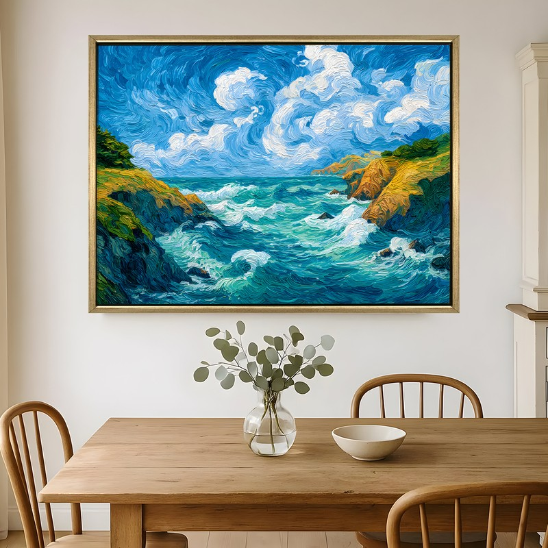 Lunar Seascape Canvas Wall Painting With Frame
