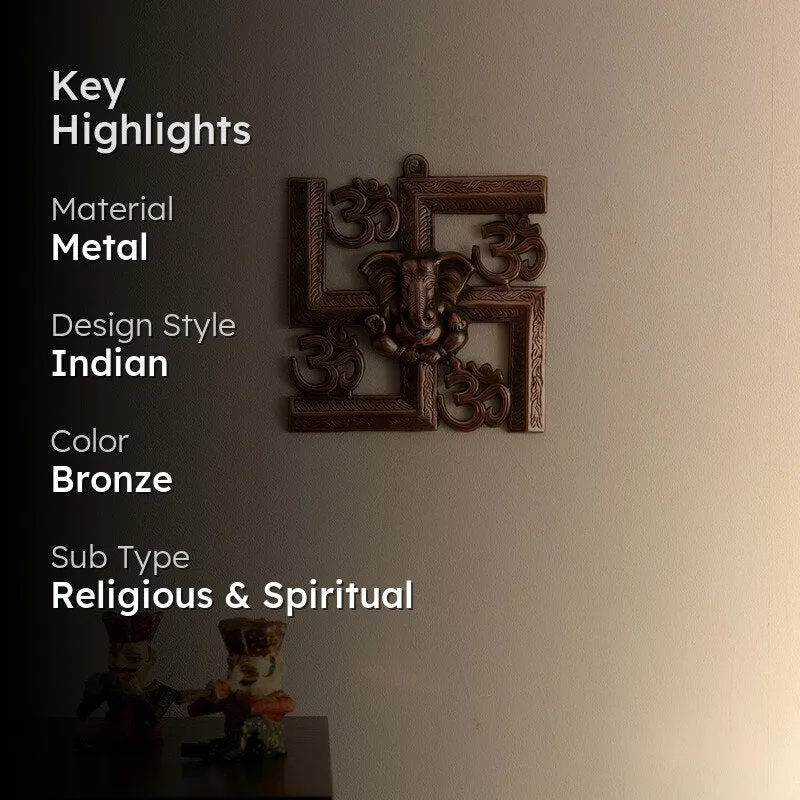 Swastika Om Religious Metal Wall Accent - Bronze media 2