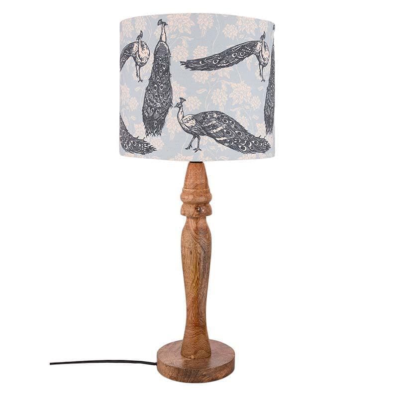 Prancing Peacocks Fabric Table Lamp - Multicolor media 4