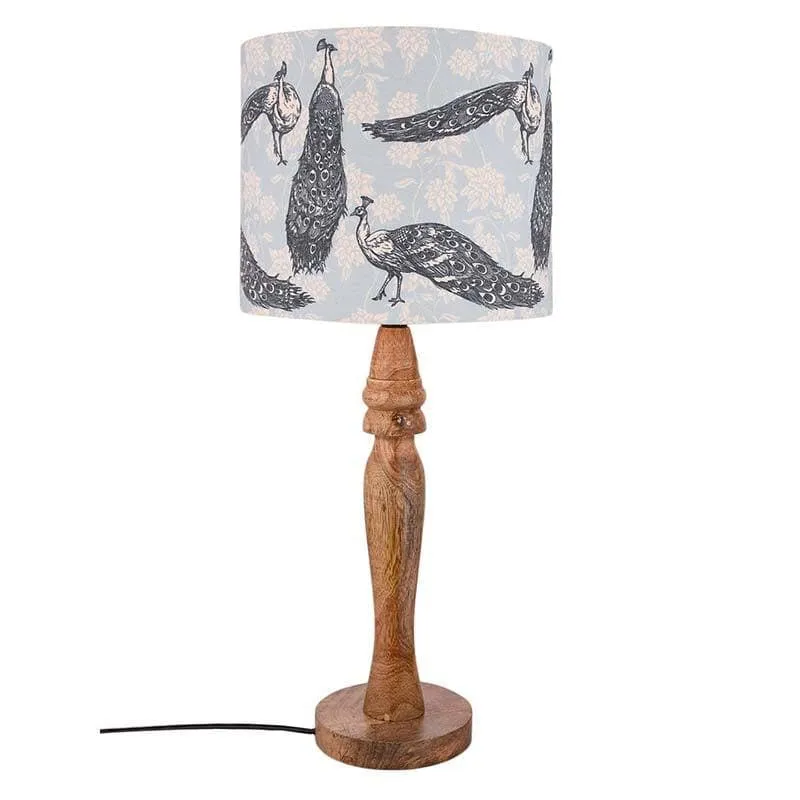 Prancing Peacocks Fabric Table Lamp - Multicolor media 4