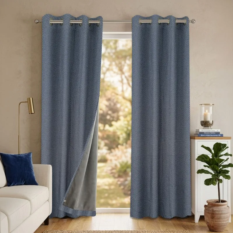 Form Ease Cotton Blackout Curtains (Navy Blue) - Set Of Two media 4