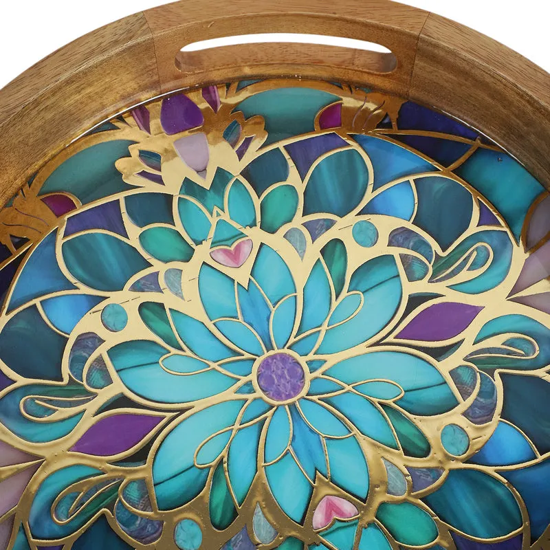 Floral Feast Round Wooden Serving Tray - Set of Two media 5