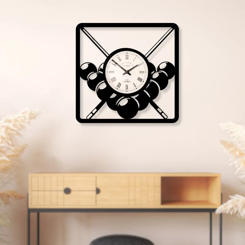 Pool Game Steel Analog Wall Clock media 3