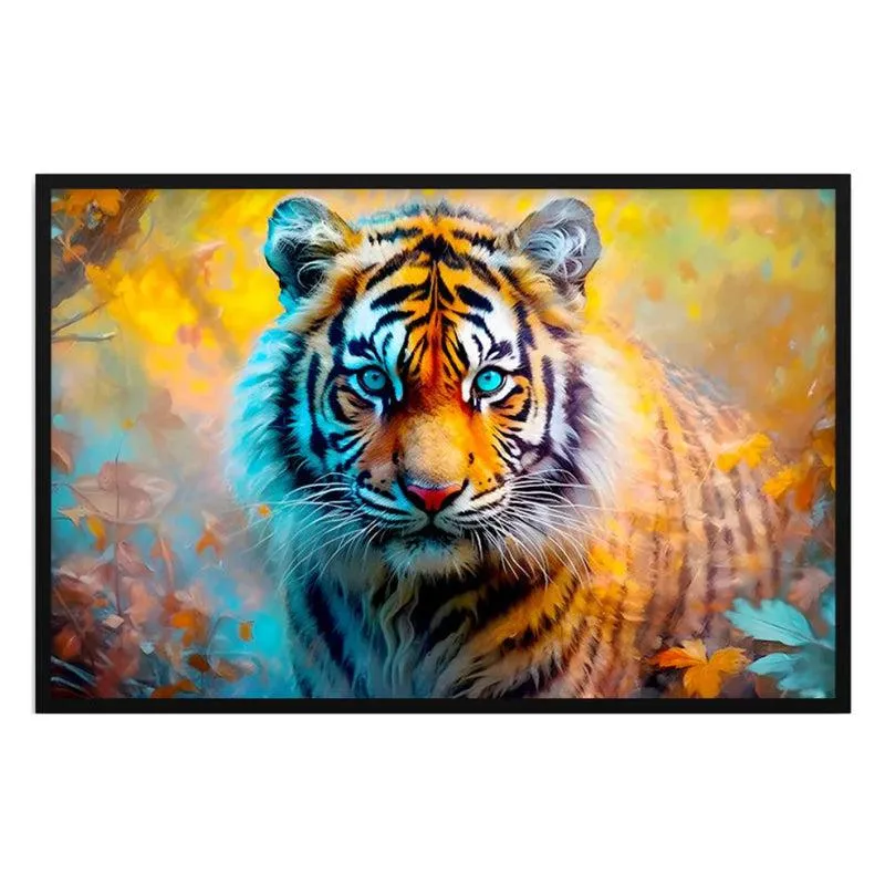 Eye Of The Tiger Canvas Wall Painting With Frame - Black media 3