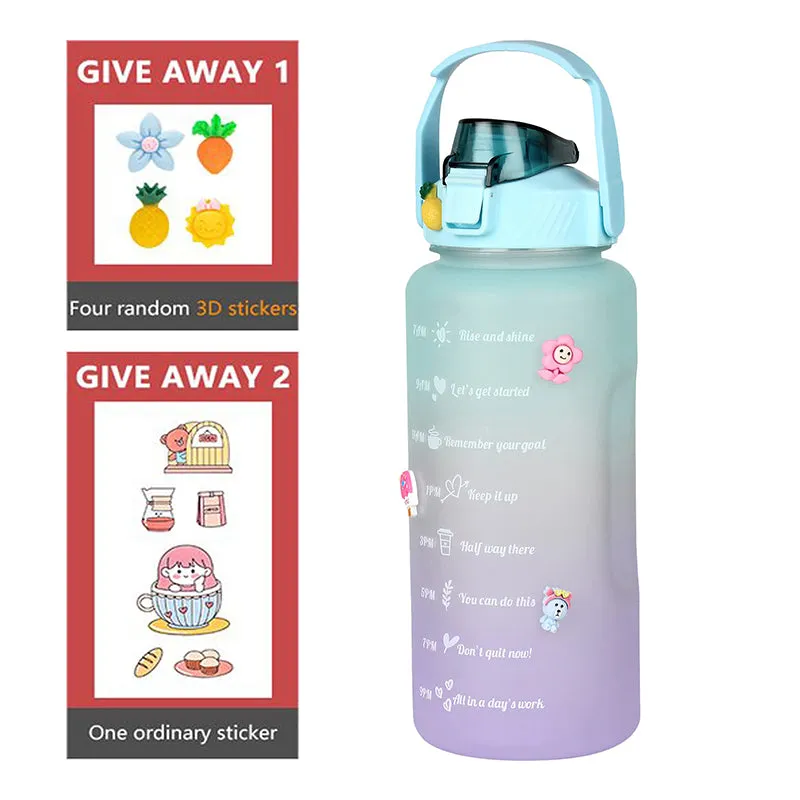 Ombre Sip Water Tumbler With Straw & Stickers (Blue,Purple) - 2 L media 9