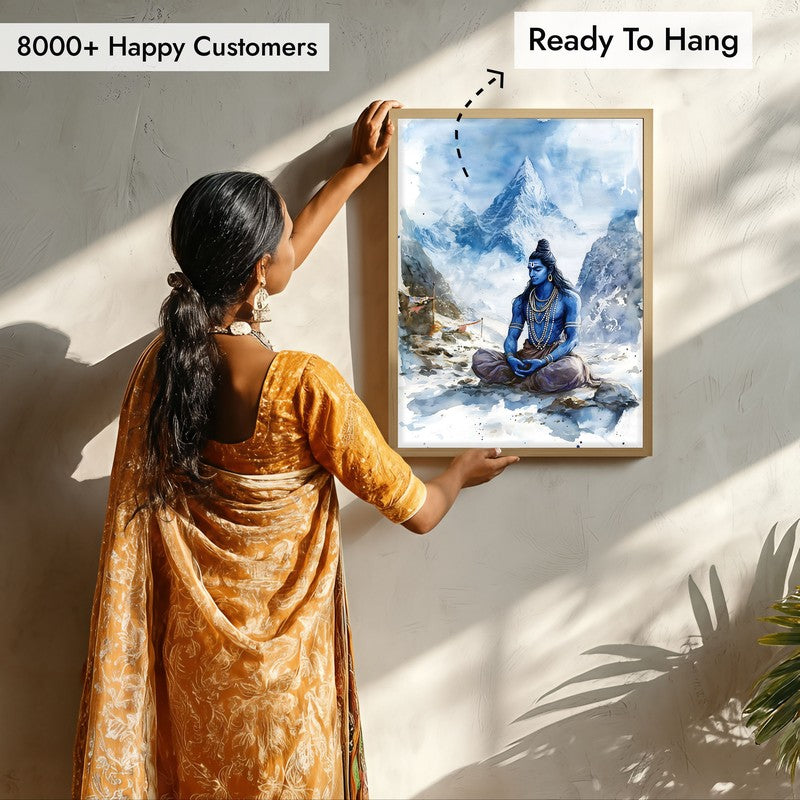 Aadhishankara Spiritual Archival Paper Wall Painting - Natural Brown Frame media 7