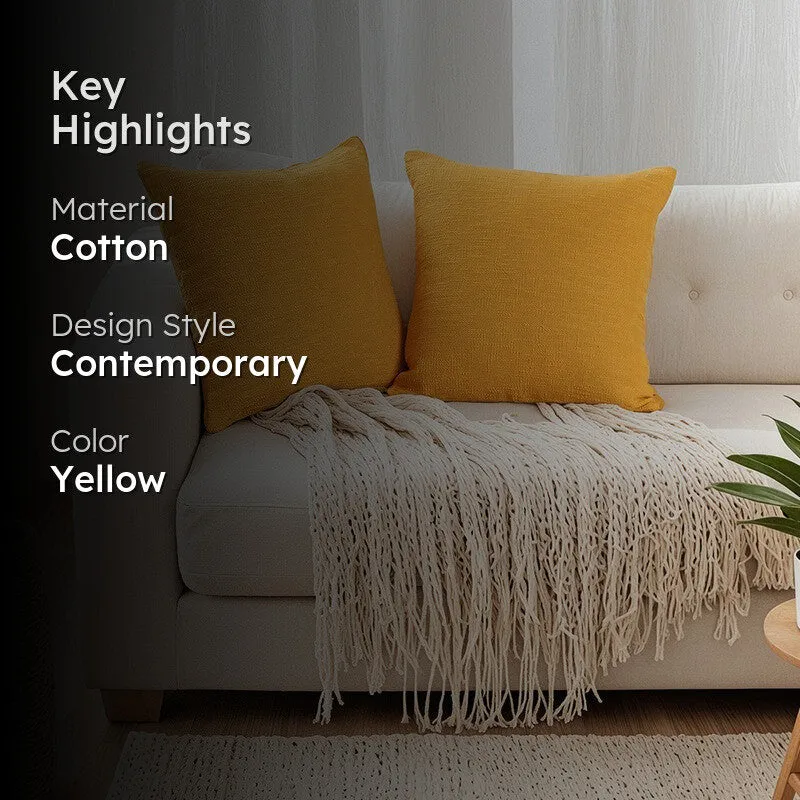 Soft Fabric Cushion Cover Yellow - Set Of Two media 2