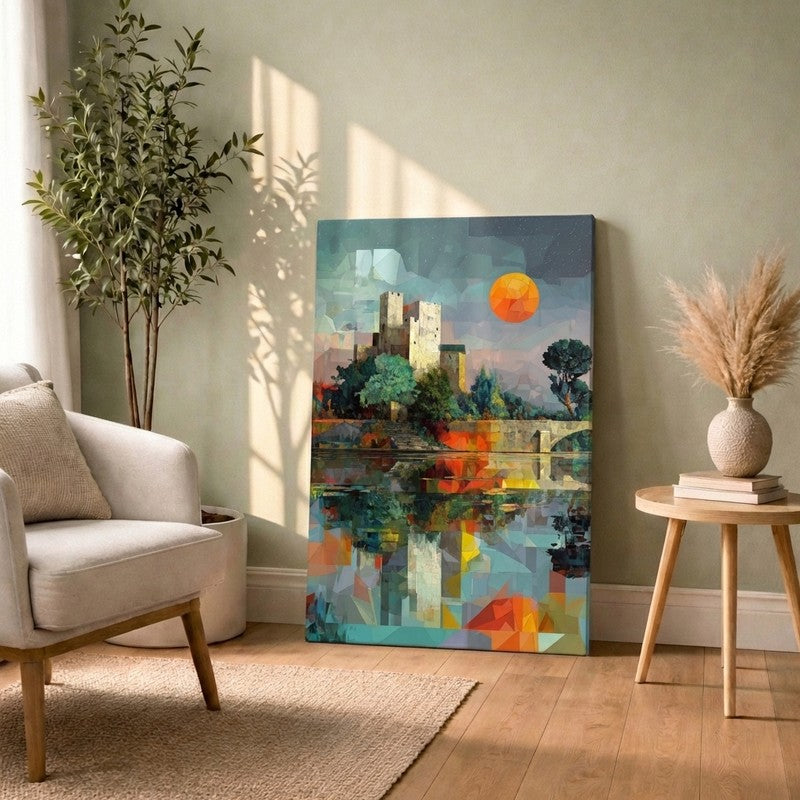 Moonlit Tower Reflection Canvas Wall Art