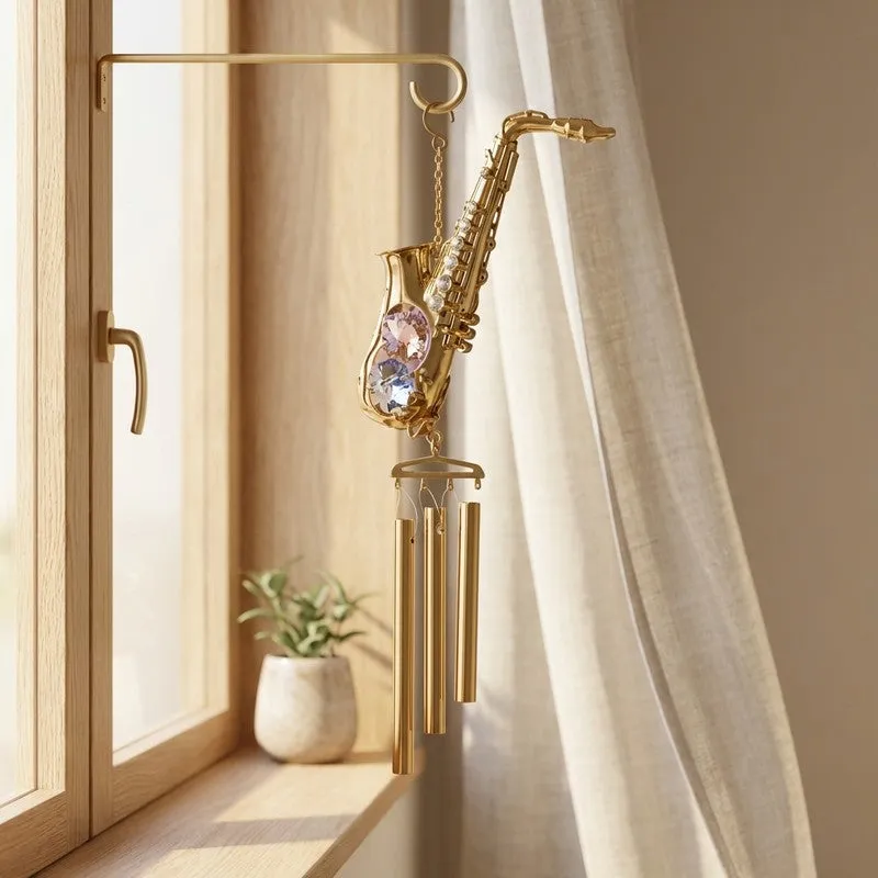 Golden Saxophone 24K Gold Plated Mild Steel Windchime media 1