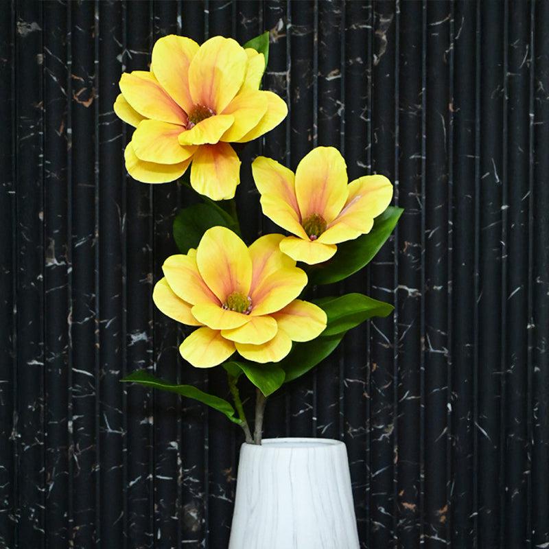 Artificial Magnolia Flower Stick - Yellow media 5