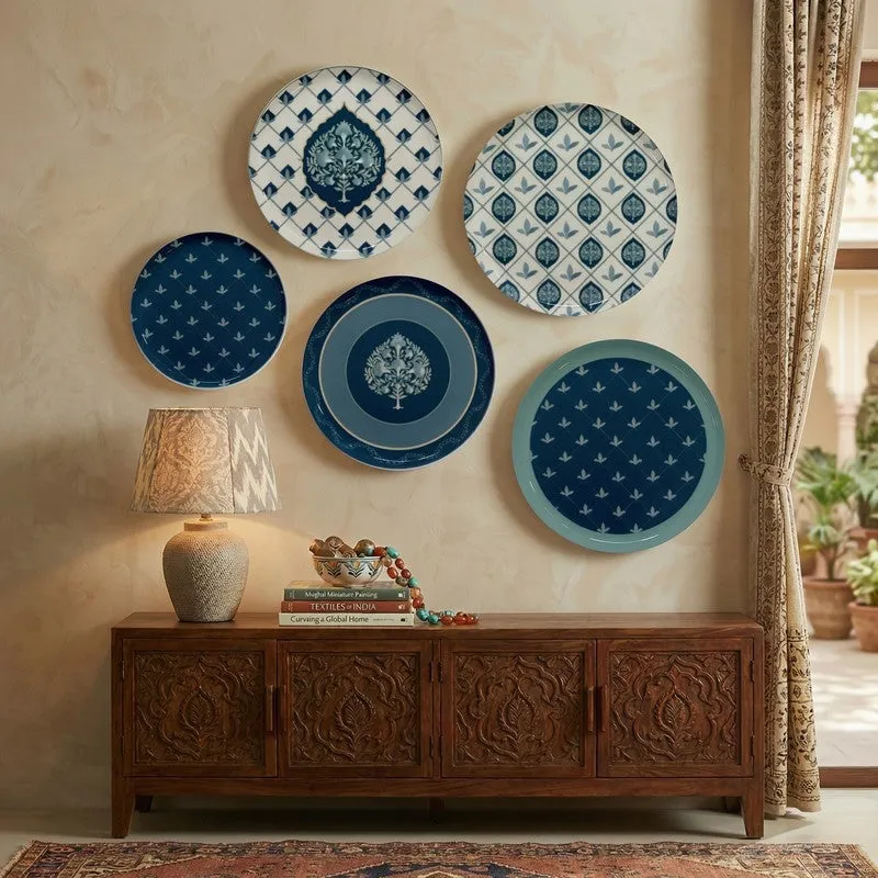 Indigo Crest Metal Wall Plates - Set Of Five media 1