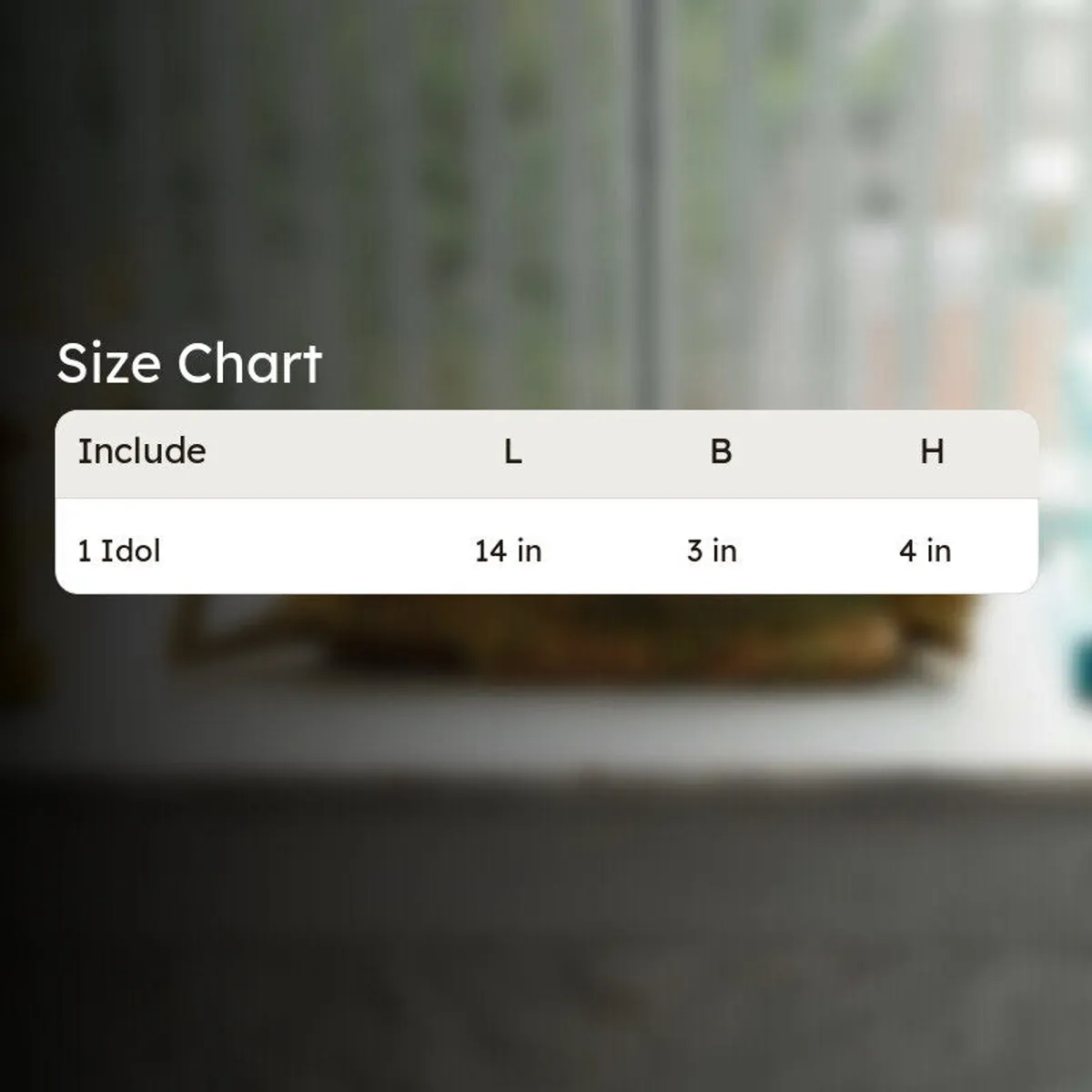 Size chart graphic for one idol