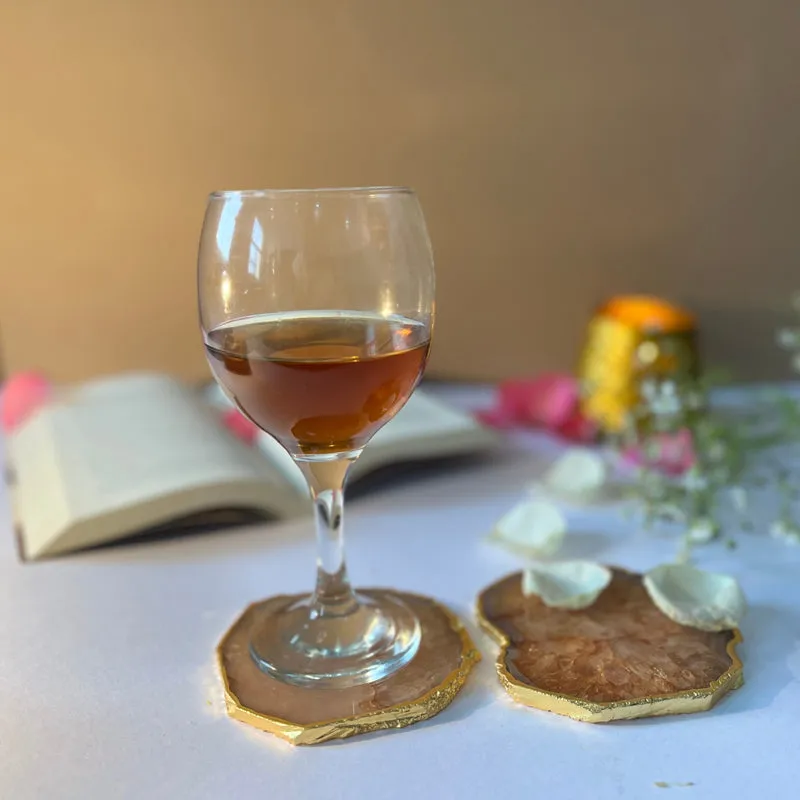 Celeste Handcrafted Crystal Agate Coaster (Brown) - Set Of Two media 4