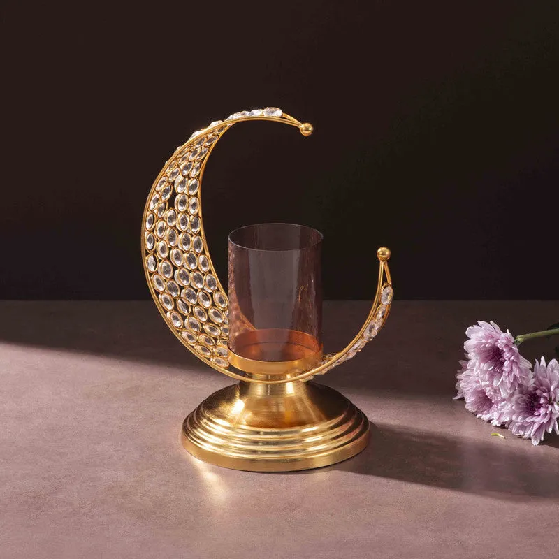 Celestial Crescent Candle Holder - Gold media 6