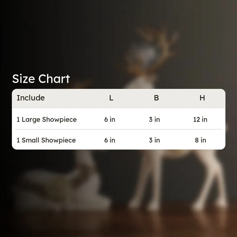 Chrystal Stag Showpiece (Beige) - Set Of  Two media 6