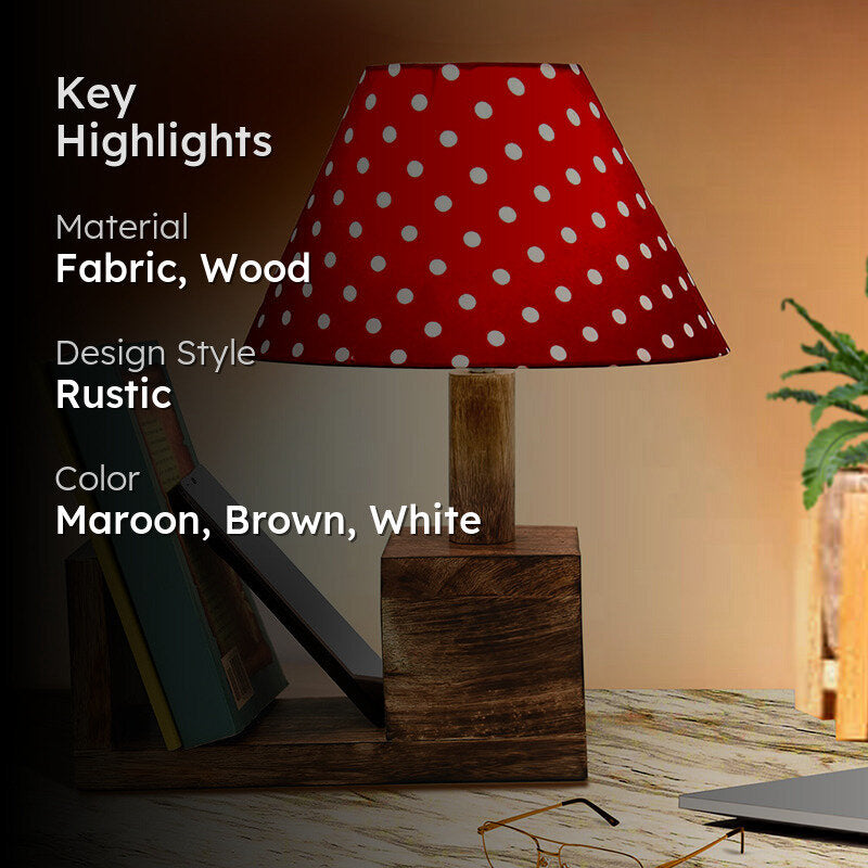 Sentry Polka Fabric Table Lamp - Maroon,Brown,White media 2