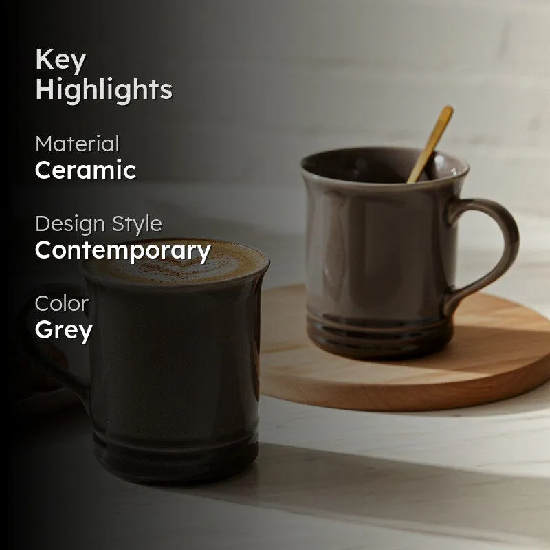 Brew Ceramic Coffee Mug (450 mL Each/Smoke Grey) - Set of Two media 2