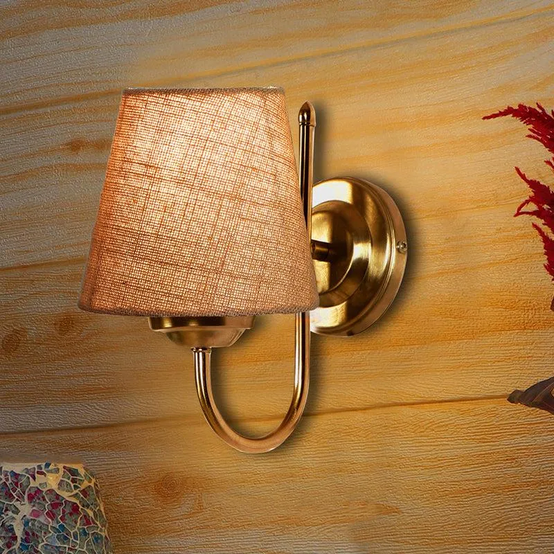 Altura Conical Fabric & Metal Wall Lamp - Beige media 1