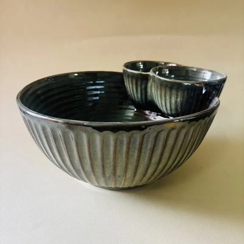 Ceramic Double Dip Snack Bowl media 3