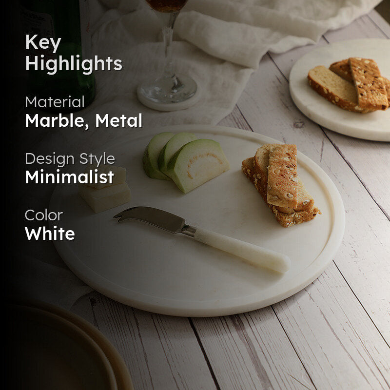 Argent Marble Platter With Knife - Two Piece Set media 2