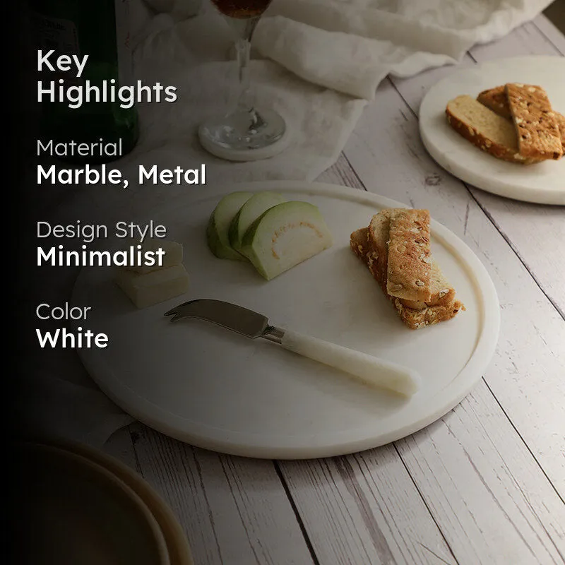 Argent Marble Platter With Knife - Two Piece Set media 2