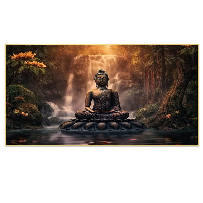 Sacred Buddha Canvas Wall Painting With Frame media 5