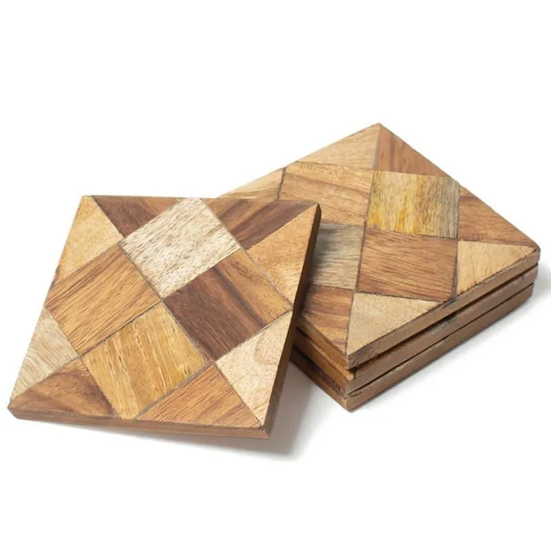 Applique Design Wooden Coaster - Set Of Four media 4