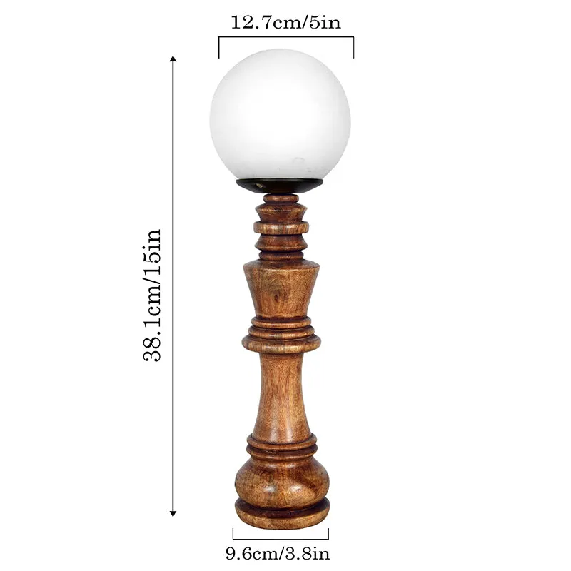 Chess King Wooden Table Lamp - Brown,White media 5
