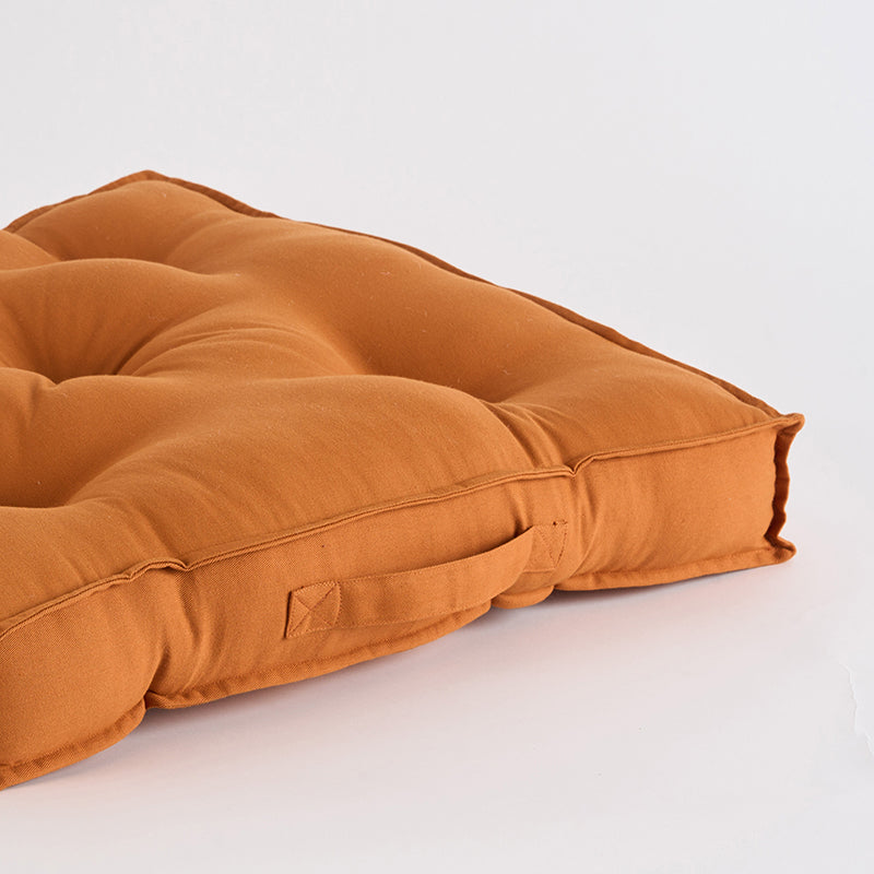 Cushflow Solid Cotton Floor Cushion (Brown) - Set Of Three media 3