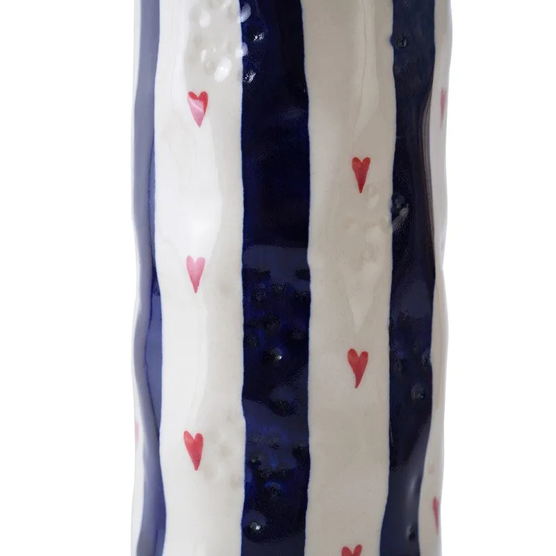Monoline Stripe Tall Ceramic Vase - Blue media 5