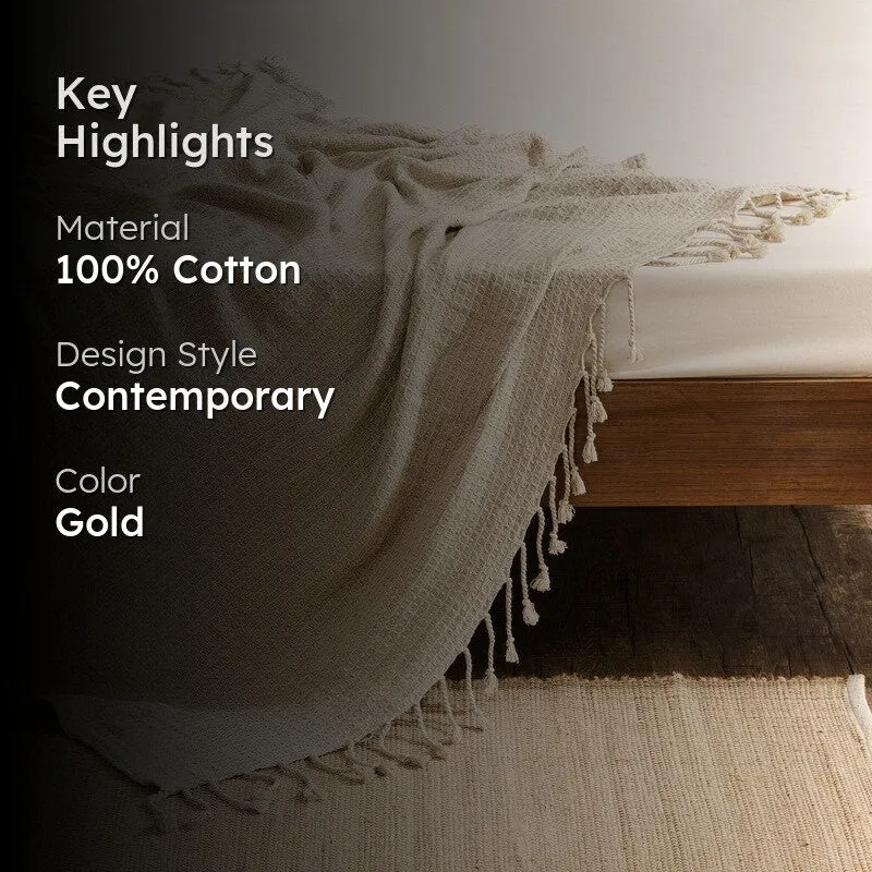 Solid Ivory Linen Throw - 300 GSM media 2