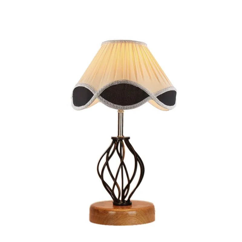 Auralisse Cotton Table Lamp With Wooden Base - Ivory media 7