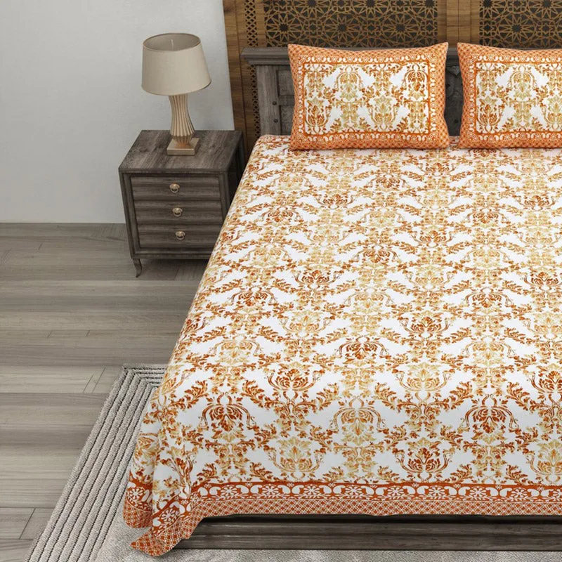 Grida Cotton Bedsheet (Rust,Yellow) - 240 TC media 3