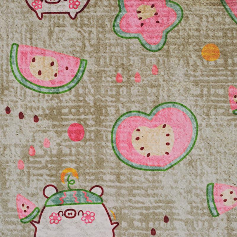 Mellow Melon Kids Polyester Anti-Skid Carpet - Beige & Pink media 4