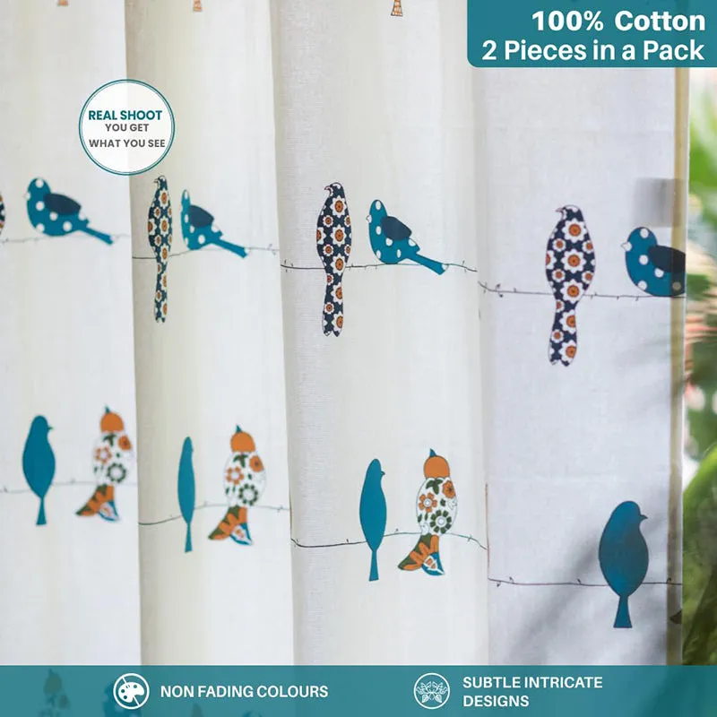 Urban Space Pakshi Curtain (Multicolor) - Set Of Two media 1
