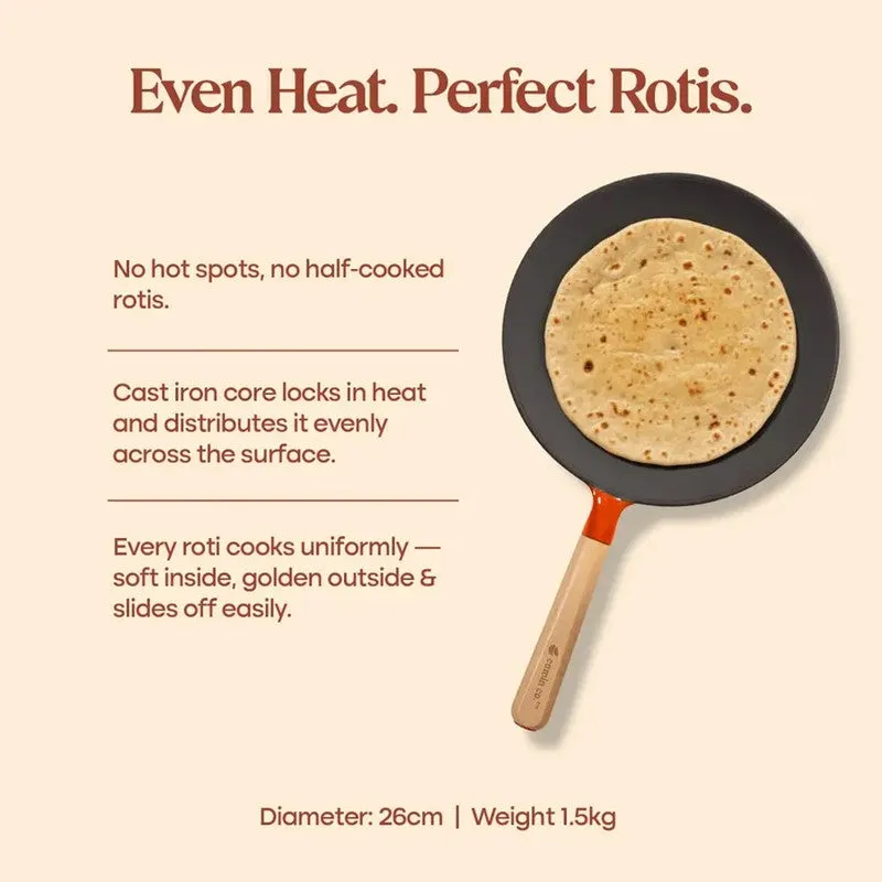 Cumin Co Enamel Cast Iron Roti Tawa - Rust media 10
