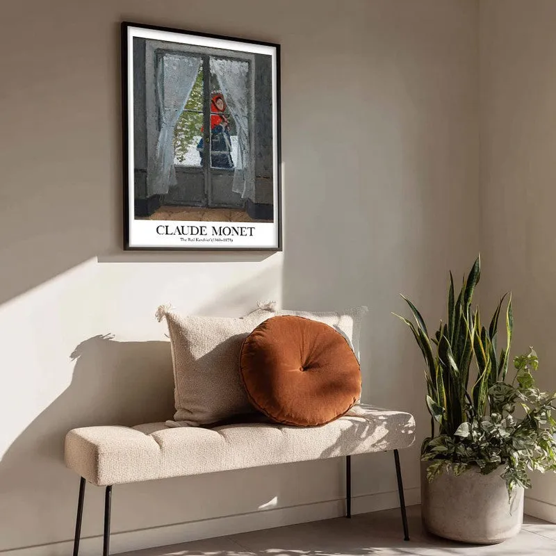 The Red Cape Madame Monet Archival Canvas Wall Painting - Black Frame media 4
