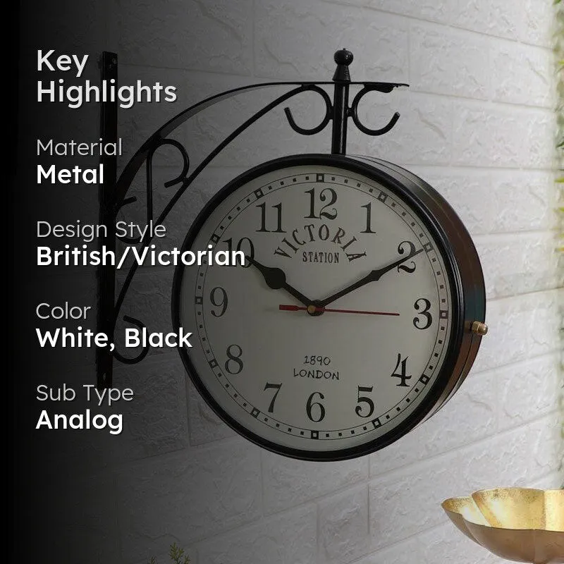 Dolva Double Sided Station Clock - Black & White media 2