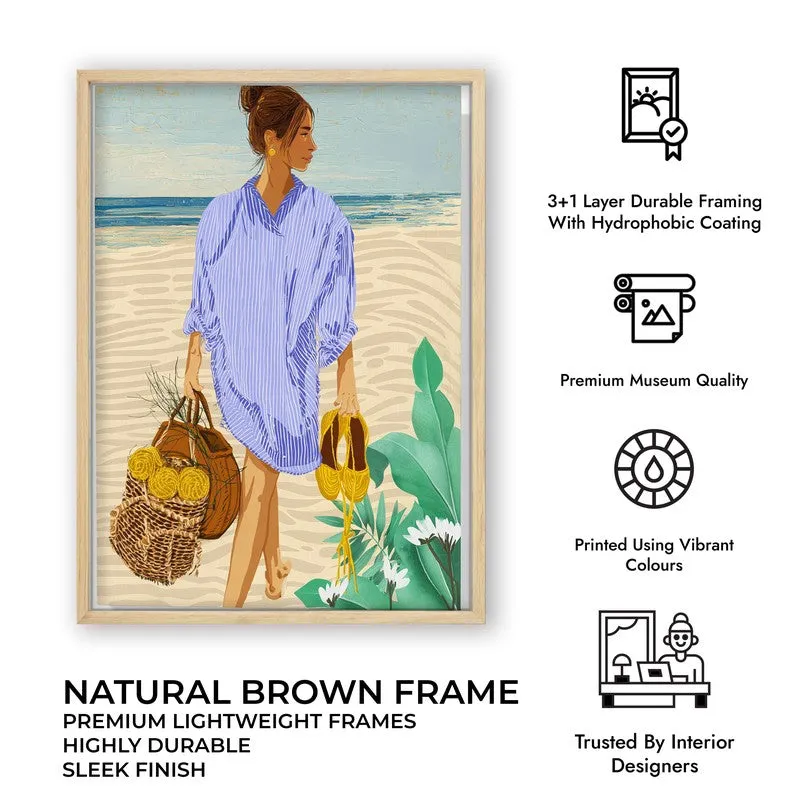 Coastal Escape Canvas Wall Painting - Brown Frame media 10