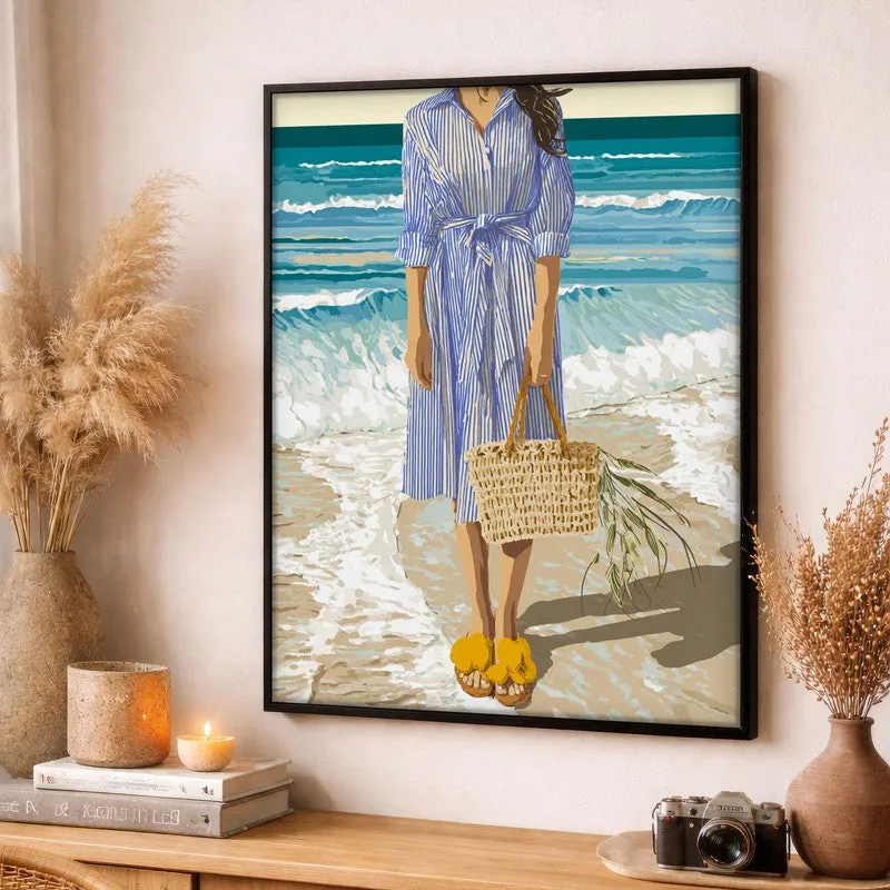 Blue Horizon Canvas Wall Painting - Black Frame media 3