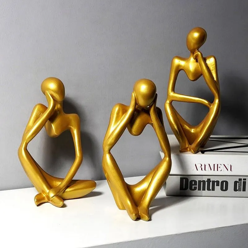 The Introspective Trio Painted Resin Showpiece - Set Of Three media 5